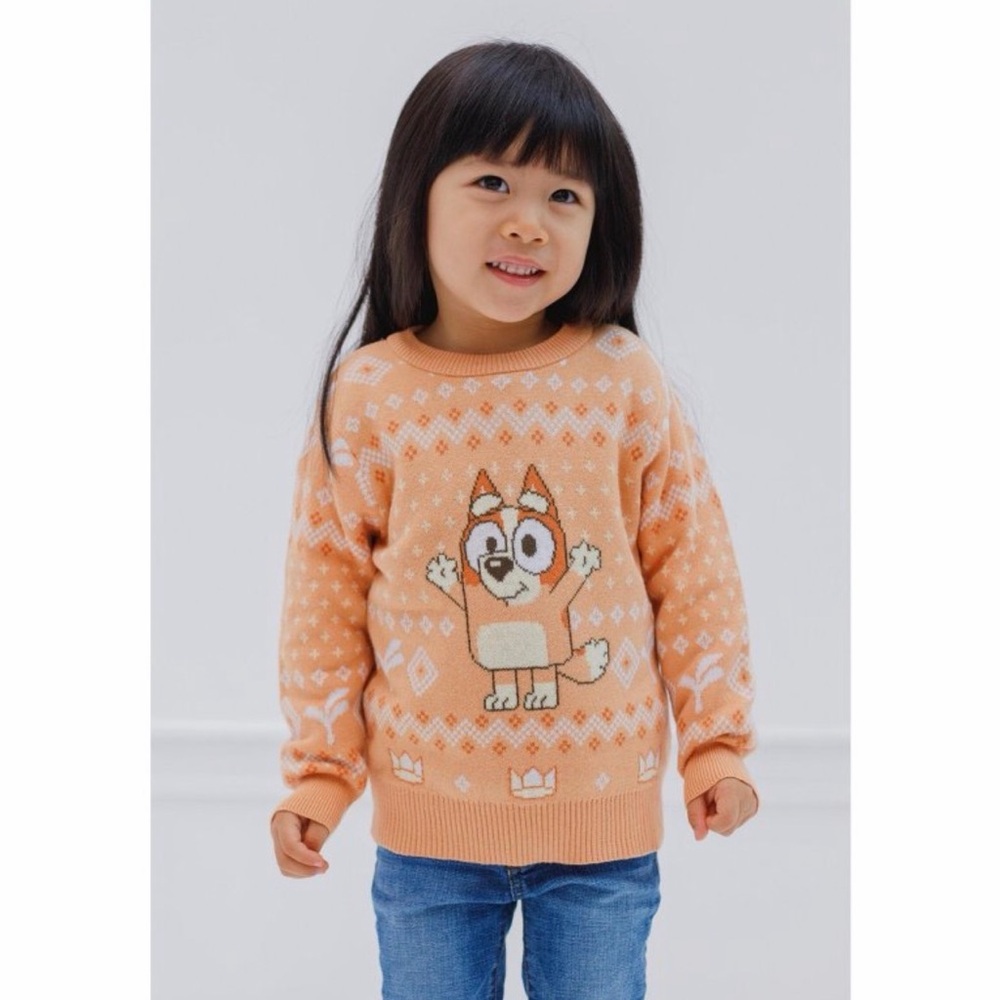 Bluey Bingo Christmas Little Girls Cotton Gauze Long Sleeve Sweater